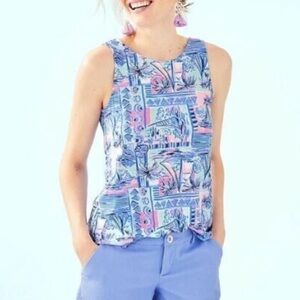 Lilly Pulitzer Kristen Tank Top Strappy Women’s Small Whisper Blue Yeah Buoy
